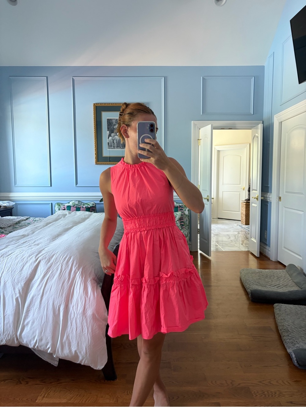 Lilly Pulitzer Bright Hot Pink Sleeveless Tiered Mini Dress